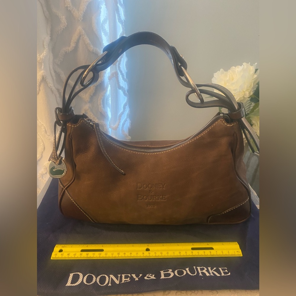 Classic Dooney & Bourke brown suede with leather trim bag